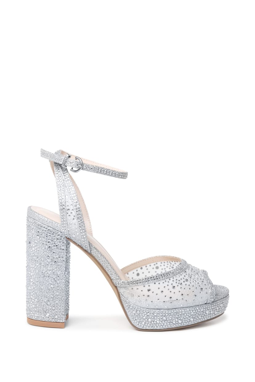 Paradox London Paradox London Women's Lysandra' Embellished Block Heel Platform Sandals in Silver - 1