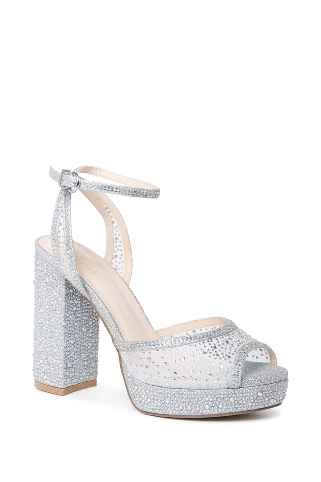 Paradox London Paradox London Women's Lysandra' Embellished Block Heel Platform Sandals in Silver - 3