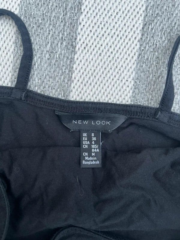 New Look Black Ruched Side Cami – UK 8