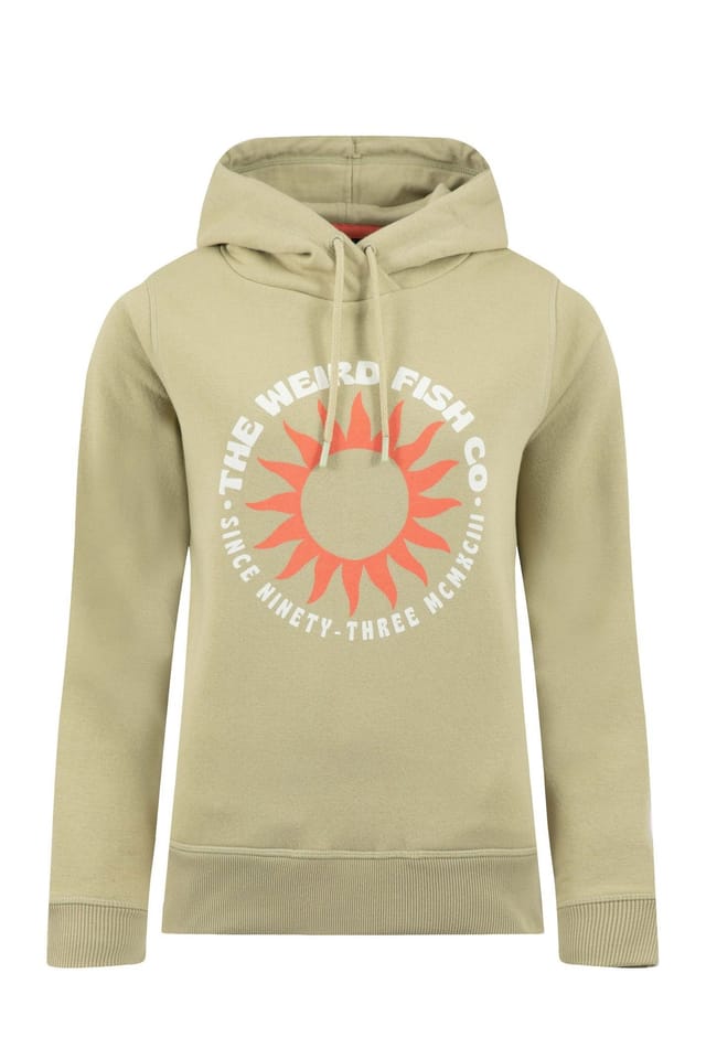 Weird Fish Weird Fish Women's Kira Graphic Popover Front Print Hoodie in Pale Green - 2