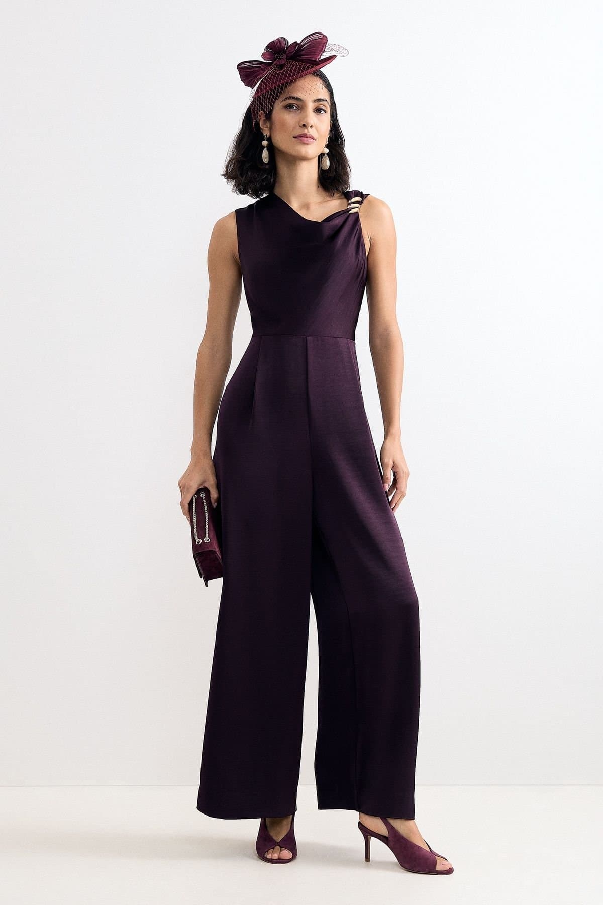 Phase Eight Phase Eight Women's Petite Avril Wide-Leg Jumpsuit in Wine