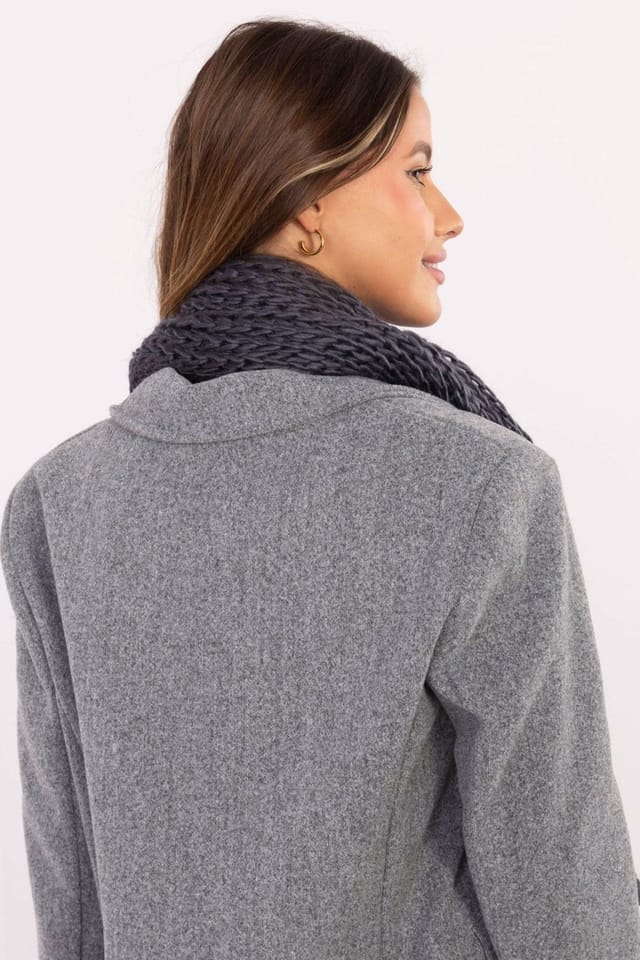 Love Lace Love Lace Women's Soft Cozy Acrylic Pom Pom Scarf Smooth Texture Winter Wrap in Grey - 3