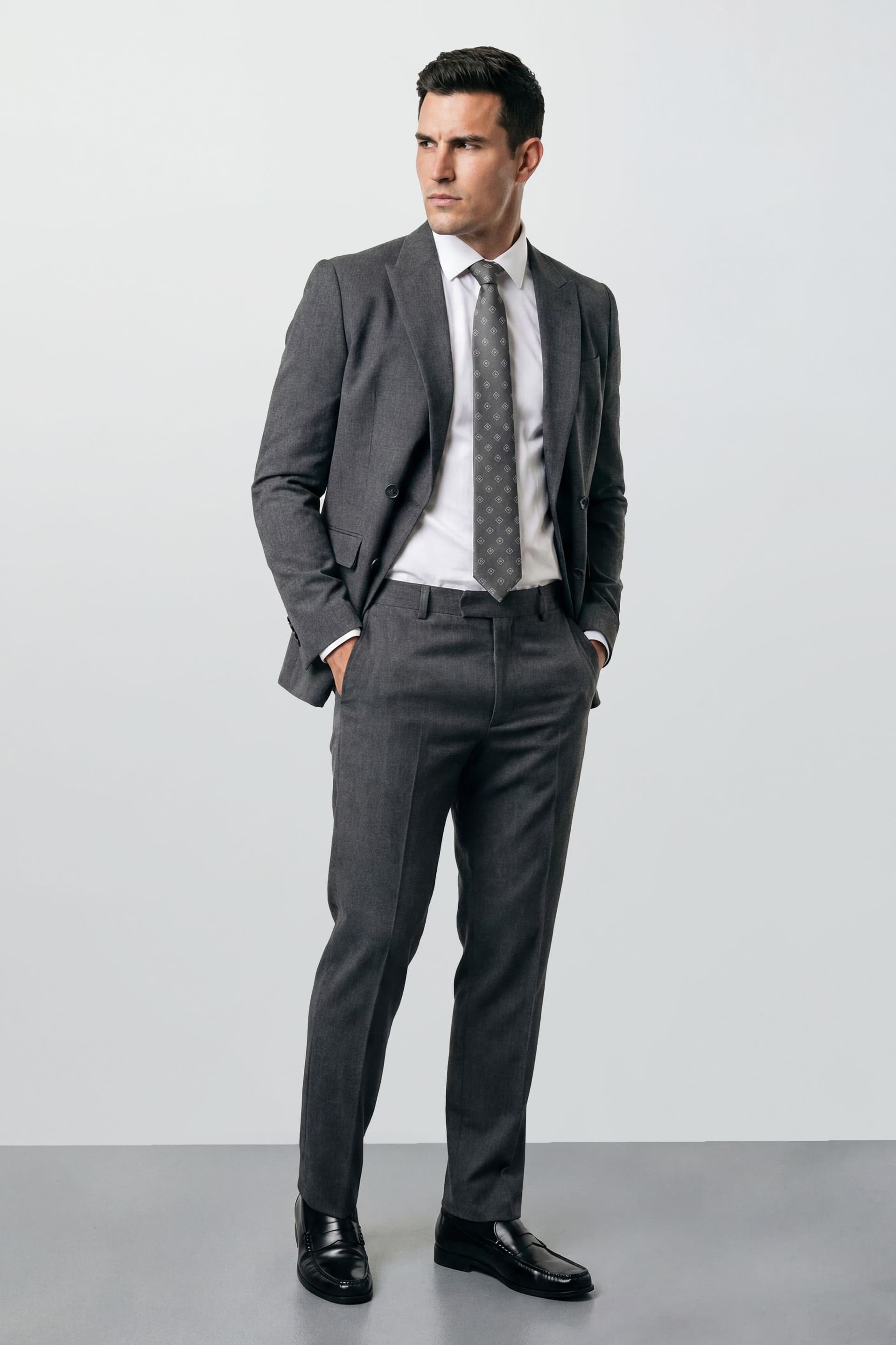 Burton Burton Men's Mid Grey Essential Double Breasted Blazer
