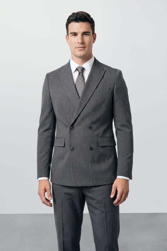 Burton Burton Men's Mid Grey Essential Double Breasted Blazer - 3