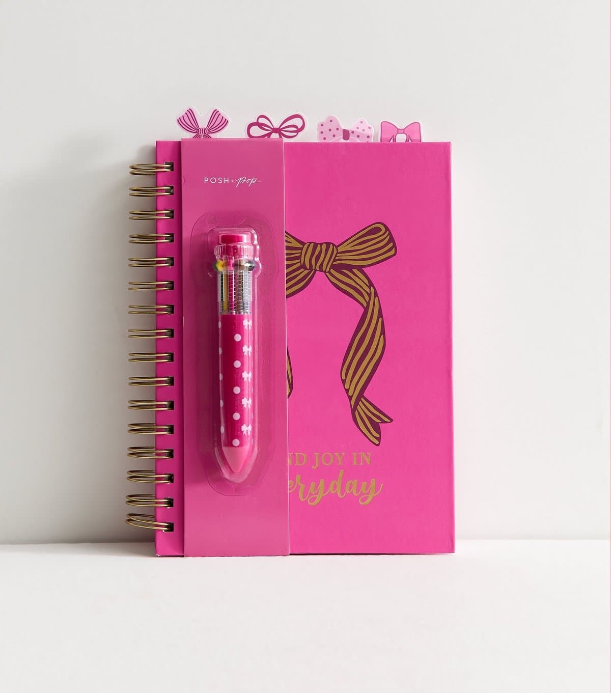 New Look Pink Bow Notebook with Pen New Look