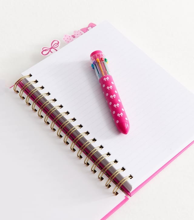 New Look Pink Bow Notebook with Pen New Look - 2