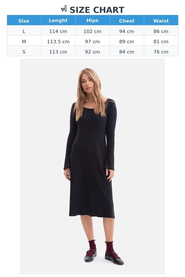 Love Lace Love Lace Women's Soft Ribbed Midi Dress with Wavy Hem Style 218631 in Black - 3