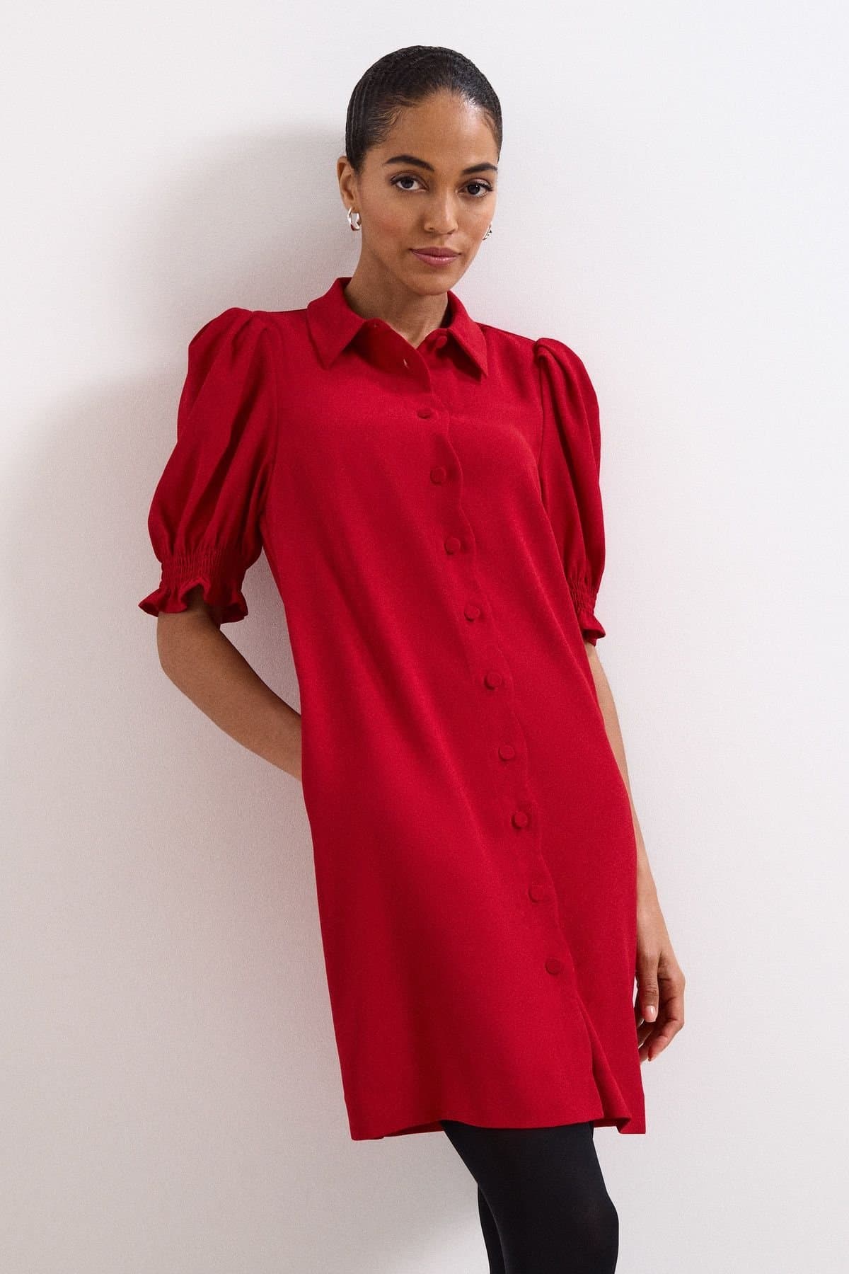Phase Eight Phase Eight Women's Candice Scallop Detail Shirt Dress in Red