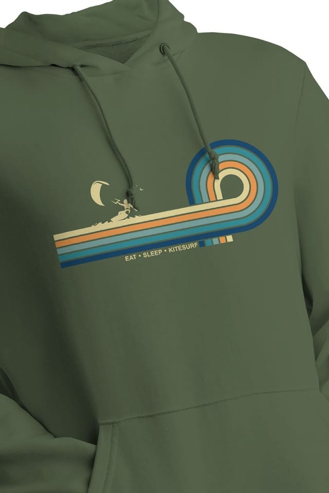Bad Zebedee Bad Zebedee Men's Retro Lines Kitesurf Hoodie in Green - 2