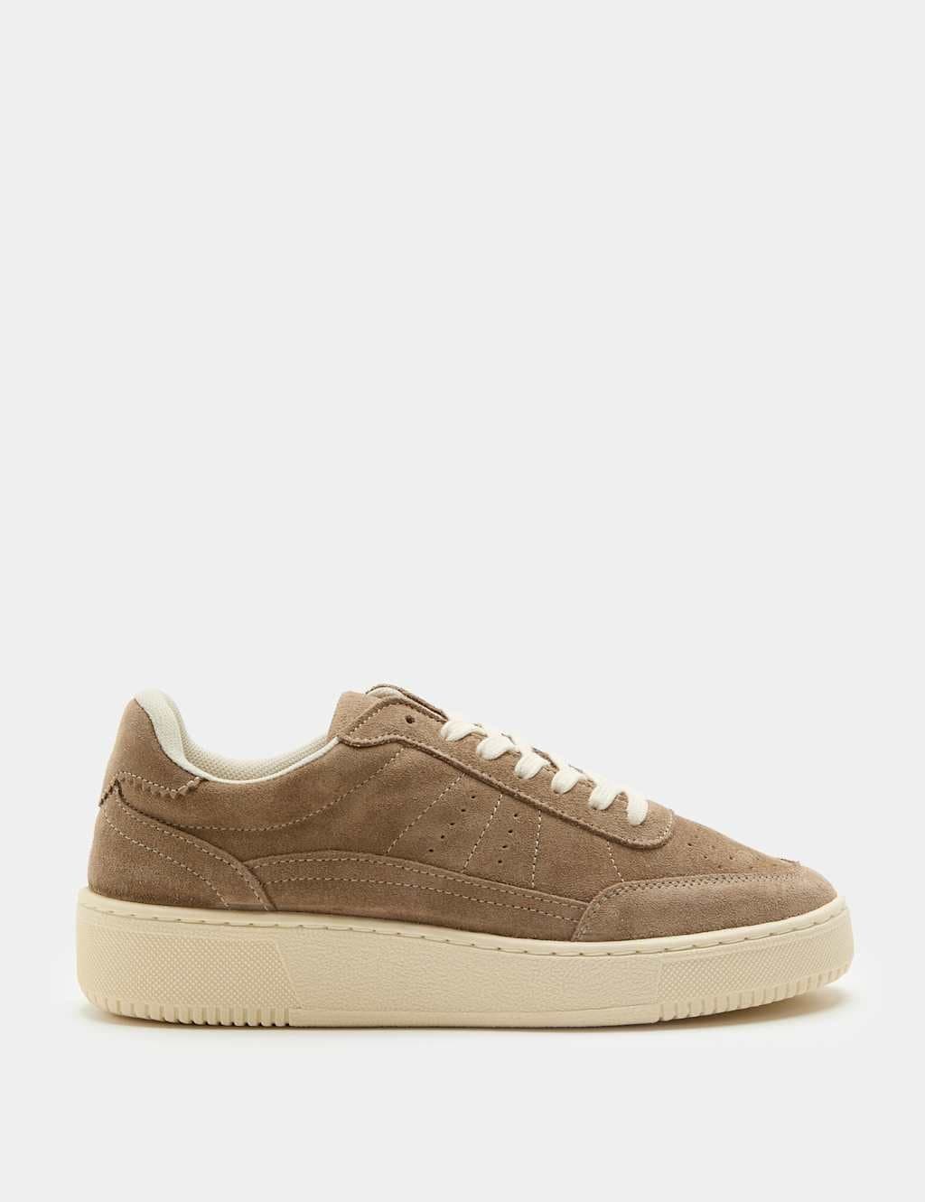 Marks & Spencer M&S Suede Flatfom Trainers Taupe
