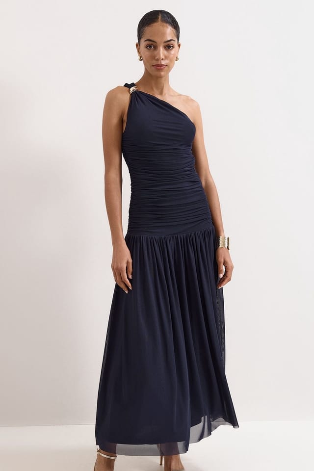 Phase Eight Phase Eight Women's Melina Ruched Midi Dress in Dark Navy - 3