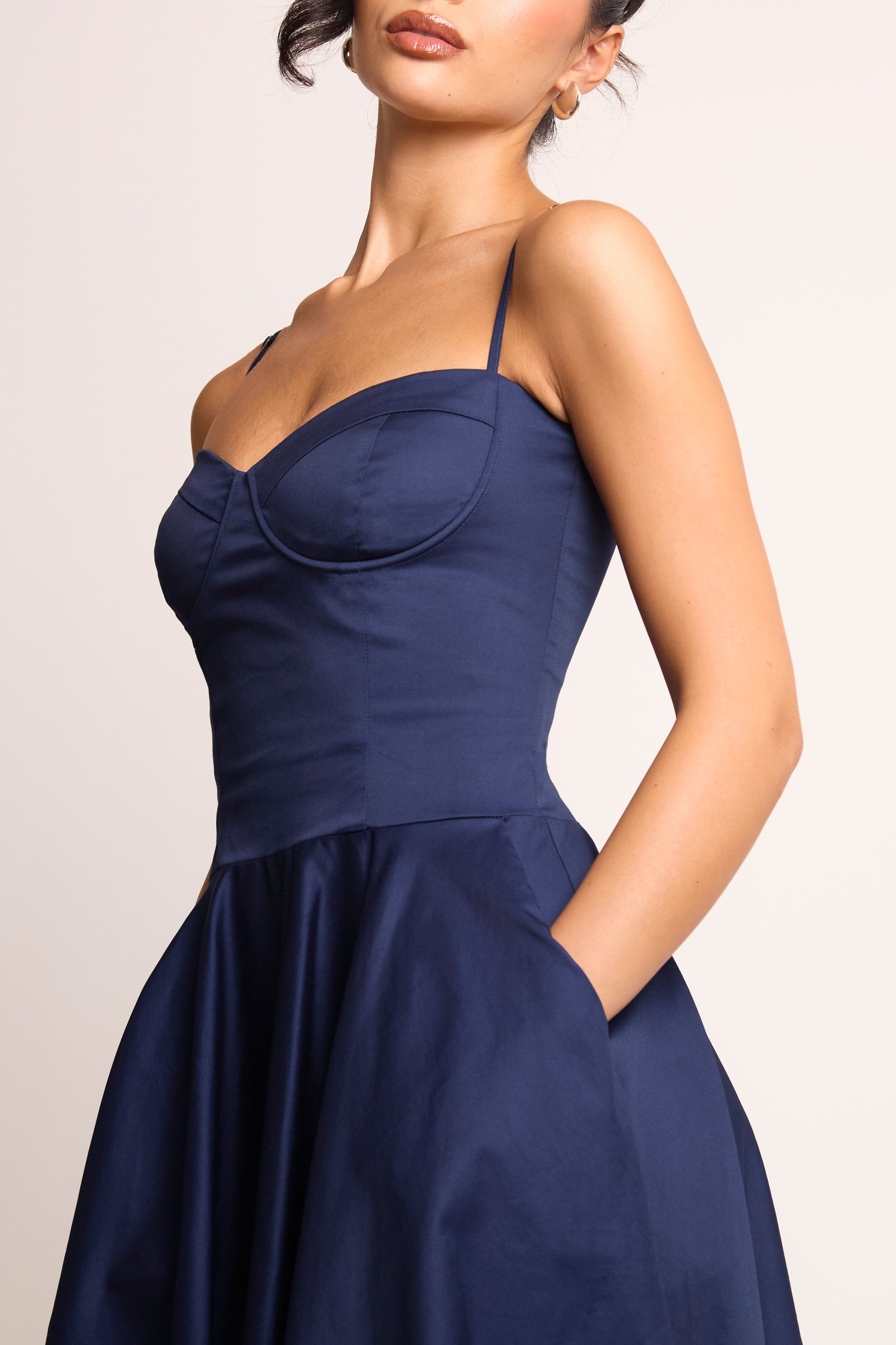 Jaded Rose Jaded Rose Women's Jade Navy Corset Midi Dress - 3