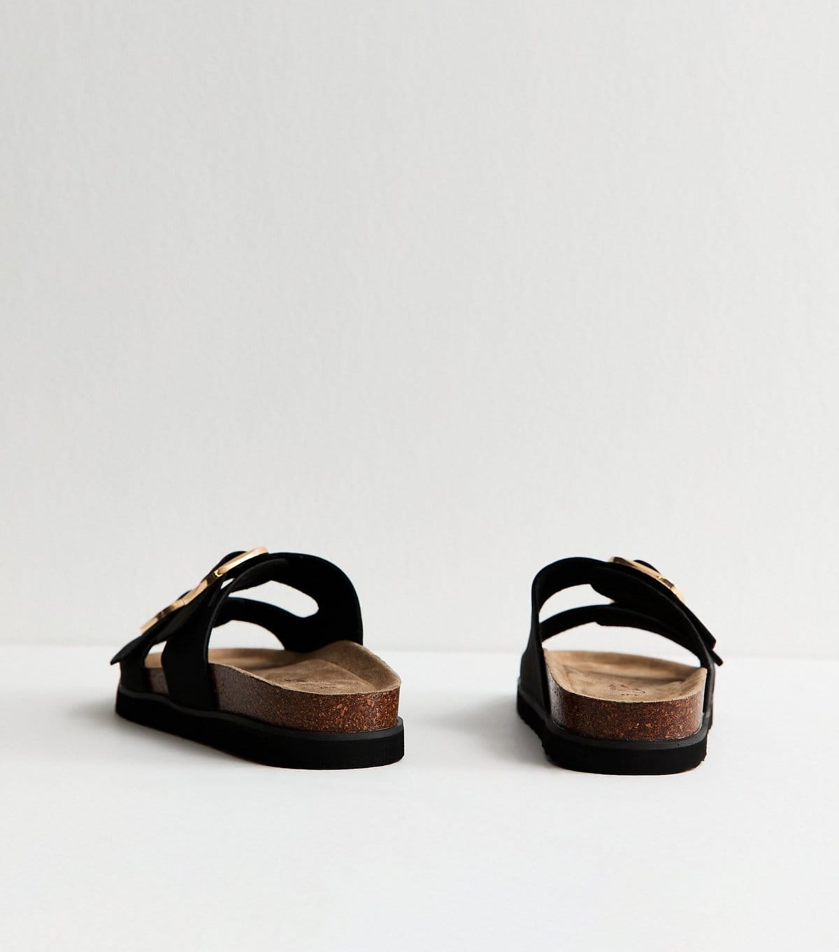 New Look Women's Black Cork Sole Double Strap Mule Sandals Vegan New Look - 4