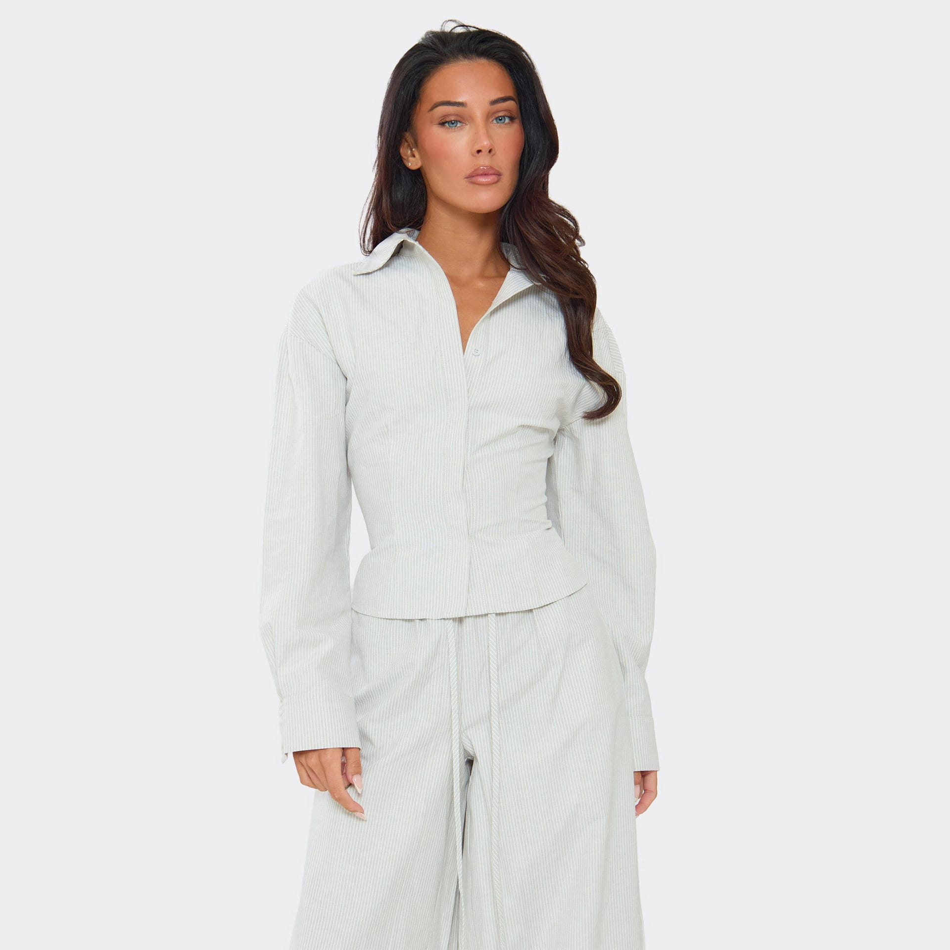 EGO Stone Pinstripe Long Sleeve Button-Up Shirt