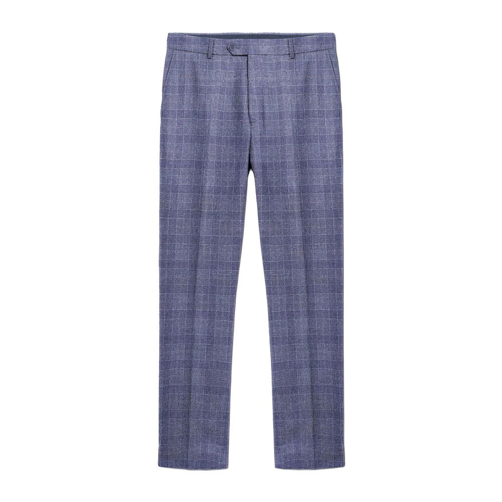 Lambretta Lambretta Men's Bradley Checked Suit Trousers in Light Grey - 2