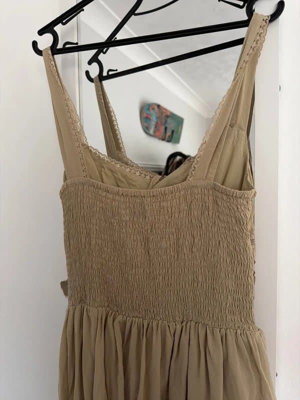 ASOS Design ASOS Design Beige Midi Maxi Dress Floaty Tie Front Size S