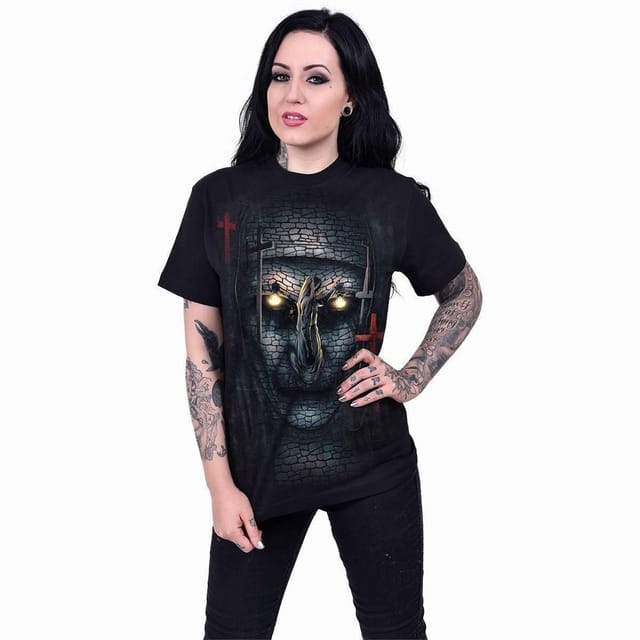 Spiral Spiral Men's THE NUN - SKULL ILLUSION - T-Shirt Black - 3