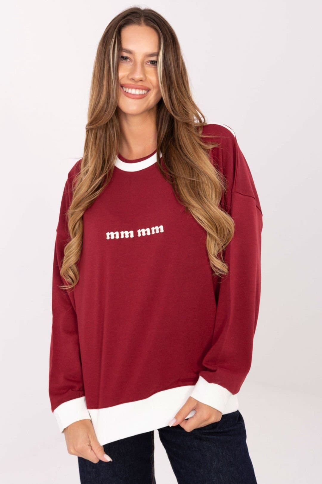 Love Lace Love Lace Women's Embroidered Logo Casual Cotton Sweatshirt in Red