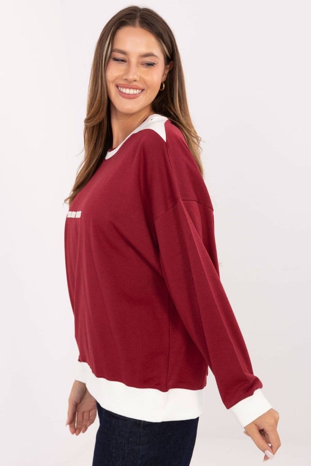 Love Lace Love Lace Women's Embroidered Logo Casual Cotton Sweatshirt in Red - 2