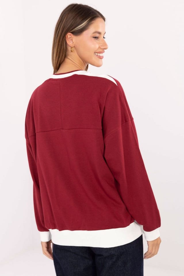 Love Lace Love Lace Women's Embroidered Logo Casual Cotton Sweatshirt in Red - 3