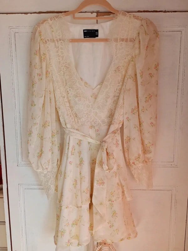 ASOS Design ASOS Design Fairy Cottage Core Lace Floral Vintage Look Knee Length Dress Size 10 - 1