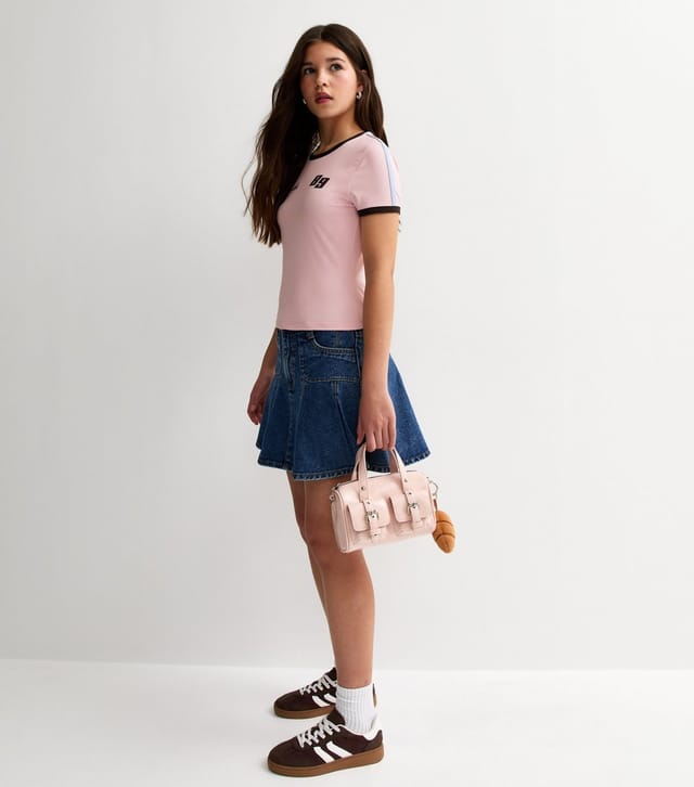 New Look Girls' Light Pink New York 89 Fitted Football Top New Look - 3