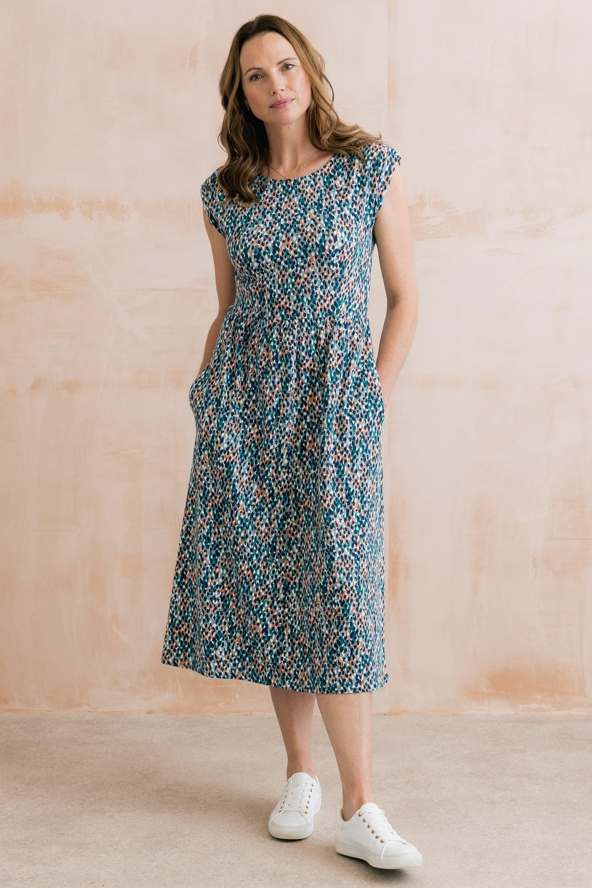 Lily & Me Lily & Me Women's Sway Cotton Jersey T-Shirt Dress in Teal
