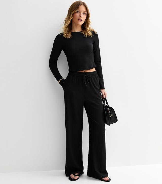 New Look Women's Black Crinkled Long Sleeve Top New Look - 3