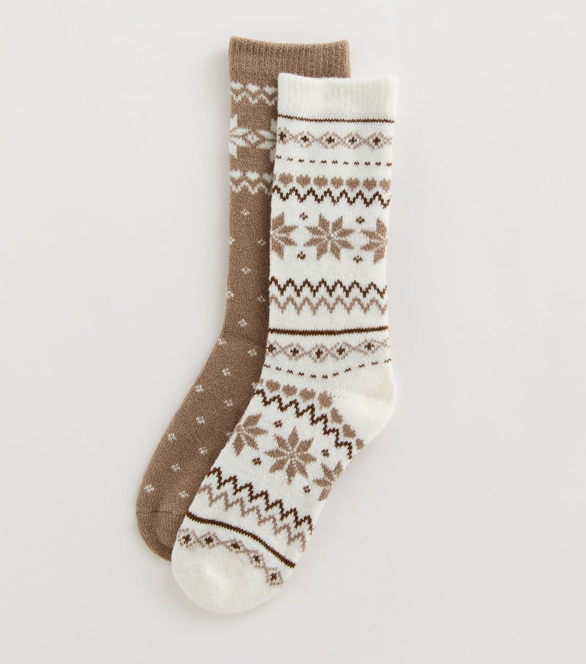 New Look Pack of 2 Cream and Oatmeal Fair Isle Pattern Ankle Socks New Look