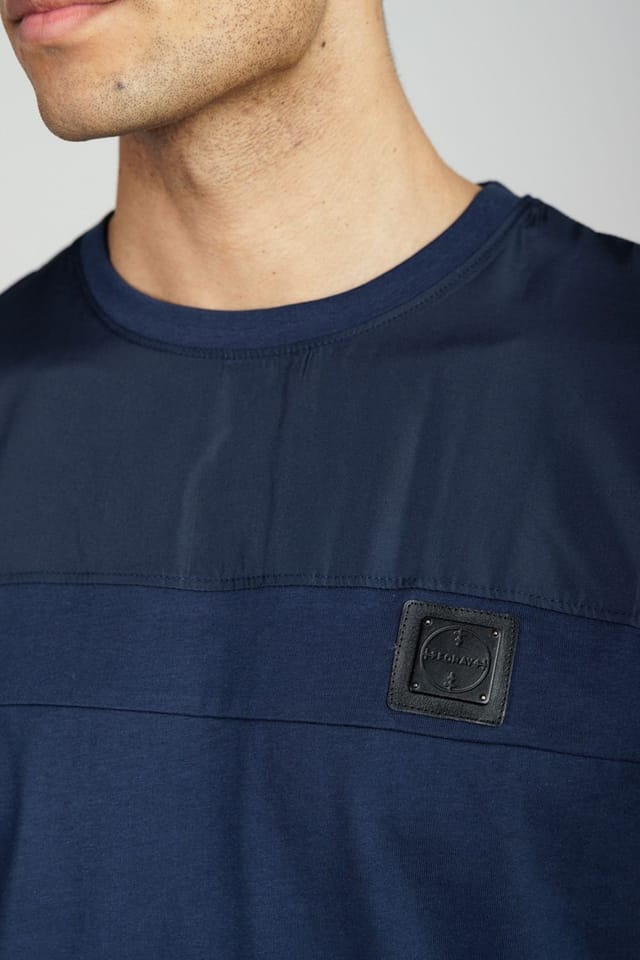Foray Foray Men's Short Sleeve Cotton Crew Neck T-Shirt in Navy - 3