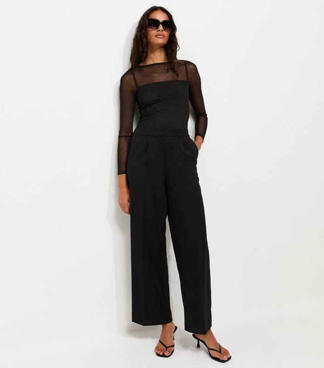 New Look Women's Black Tailored Front Crease Wide Leg Trousers New Look - 2