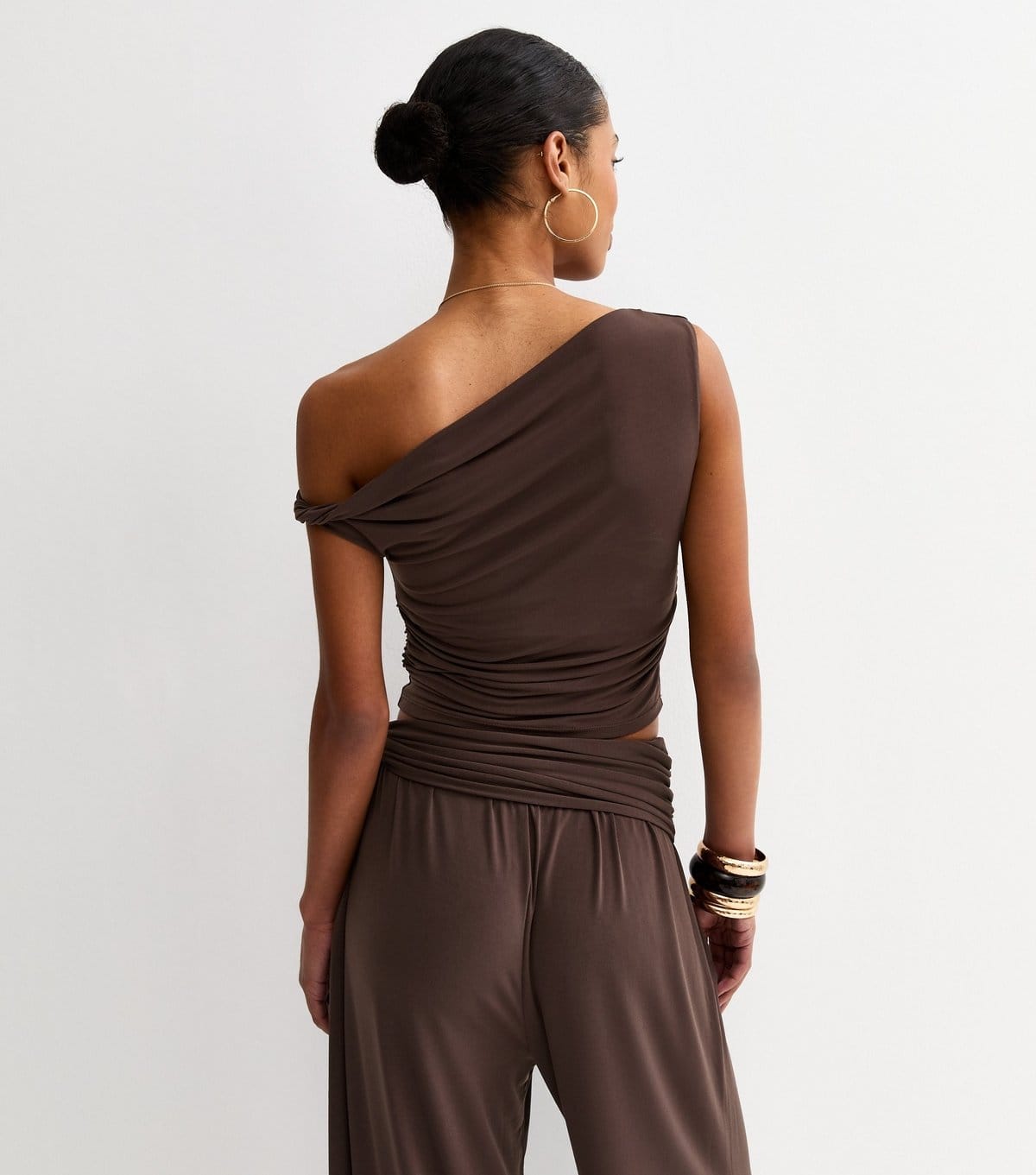 New Look Women's Dark Brown Draped Off The Shoulder Top New Look - 4