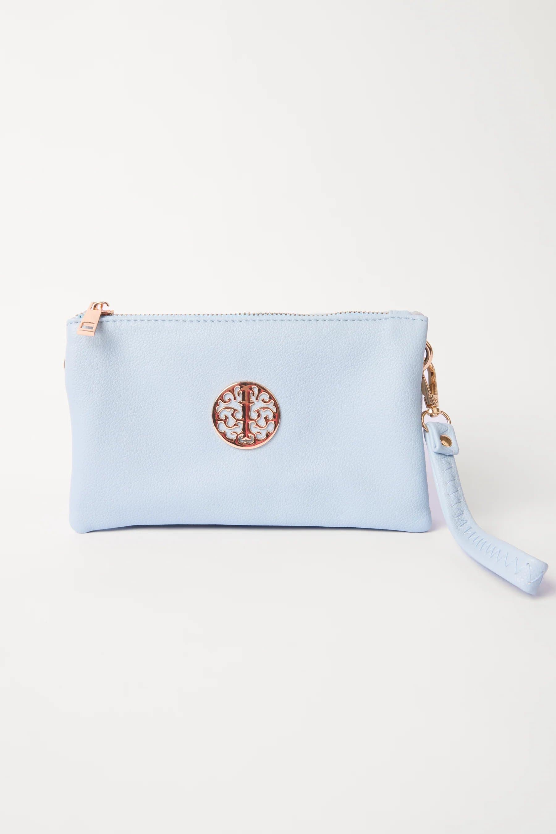 Blue Vanilla Detailed Zip Up Purse With Detachable Strap