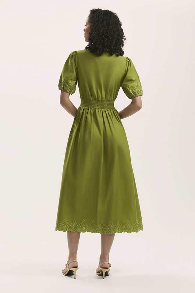 Finery London Finery London Women's Arianna Embroidered Cotton Midi Dress in Lime - 3