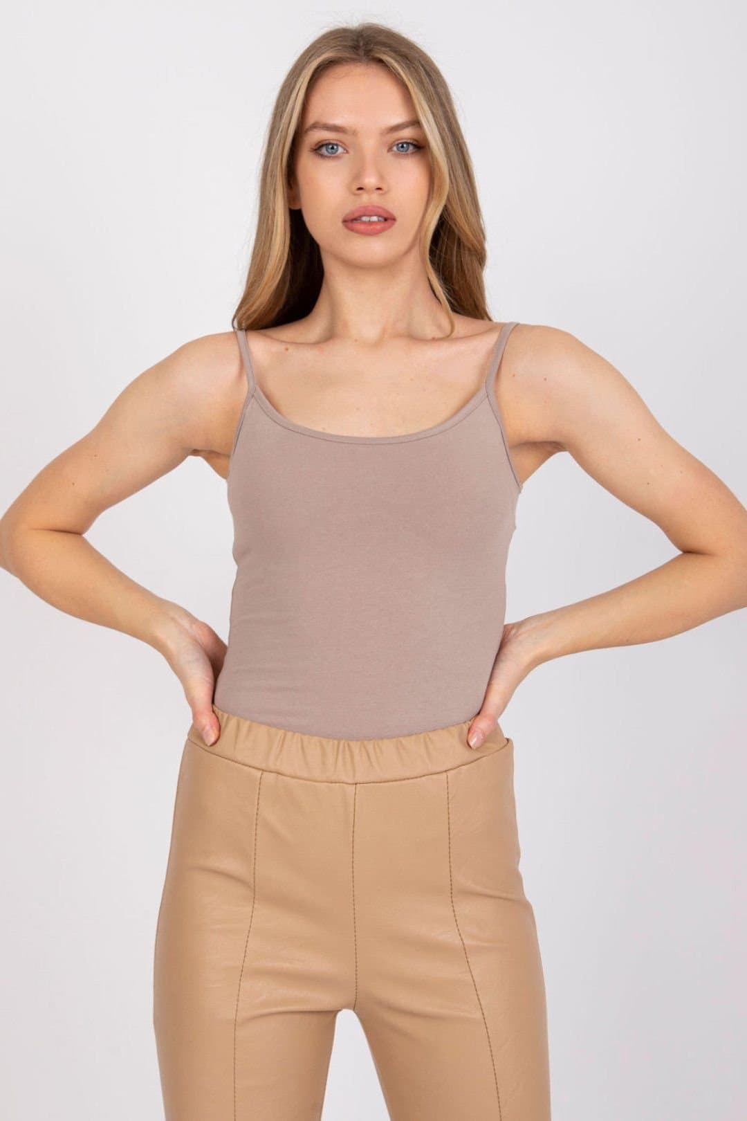 Love Lace Love Lace Beige Strapy Round Neck Shirt for Women