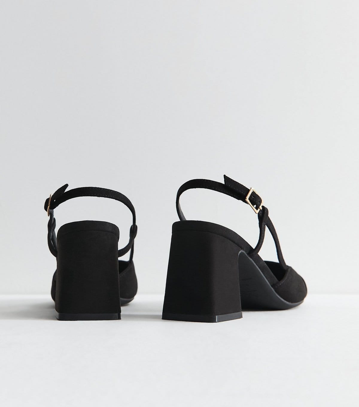 New Look Women's Black Faux Suede and Leather Toe Cap Slingback Pumps Vegan New Look - 4