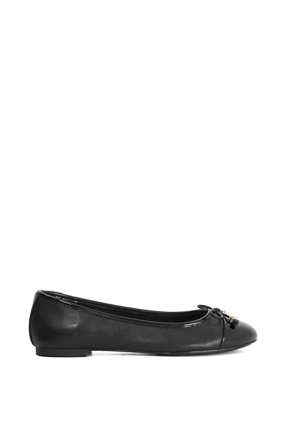 Dune London Dune London Women's Wide Fit 'Hallo' Leather Ballet Pumps in Black