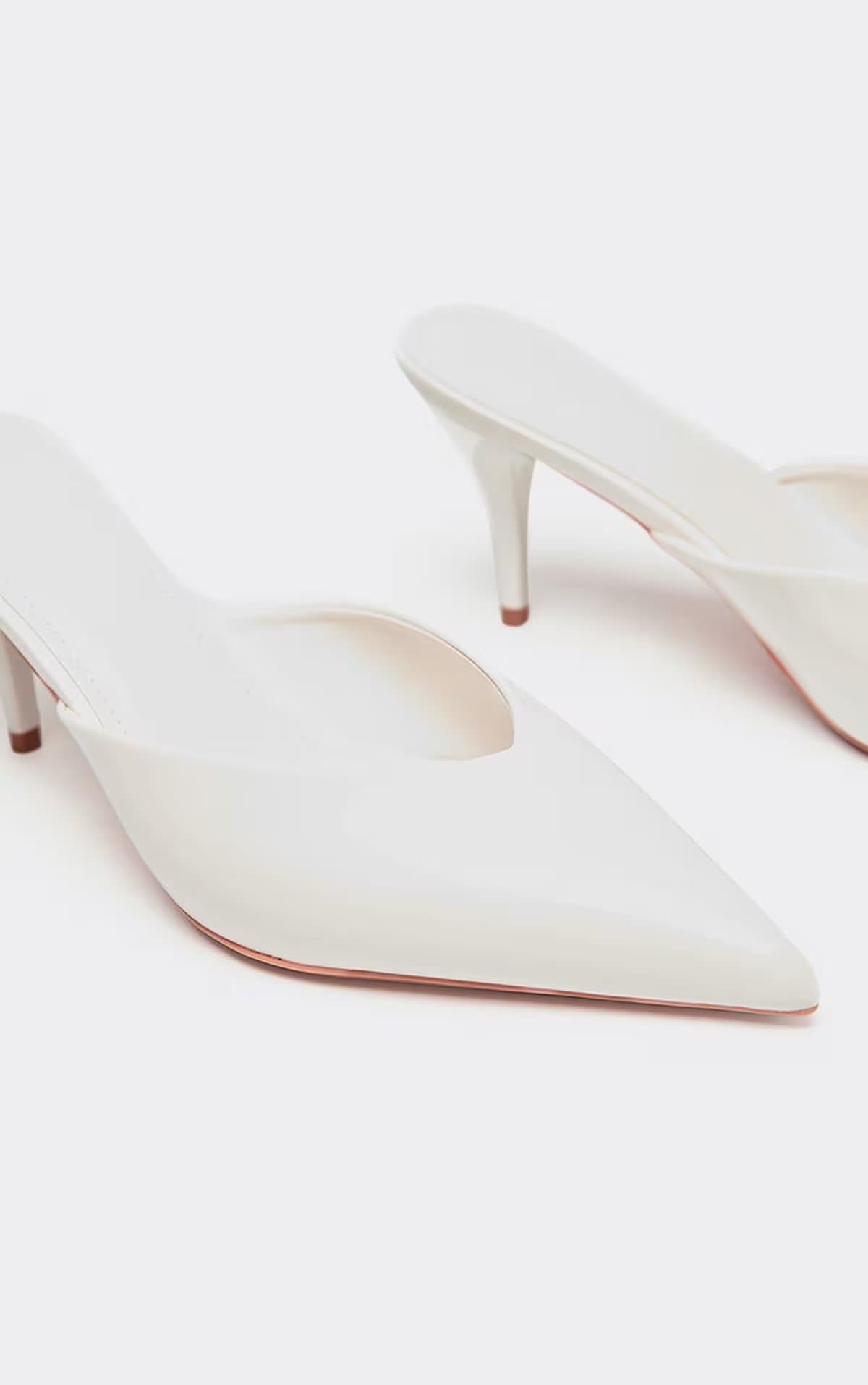 EGO Hesper Pointed Toe Court Heel Mule In White Patent, Women's Size UK 3