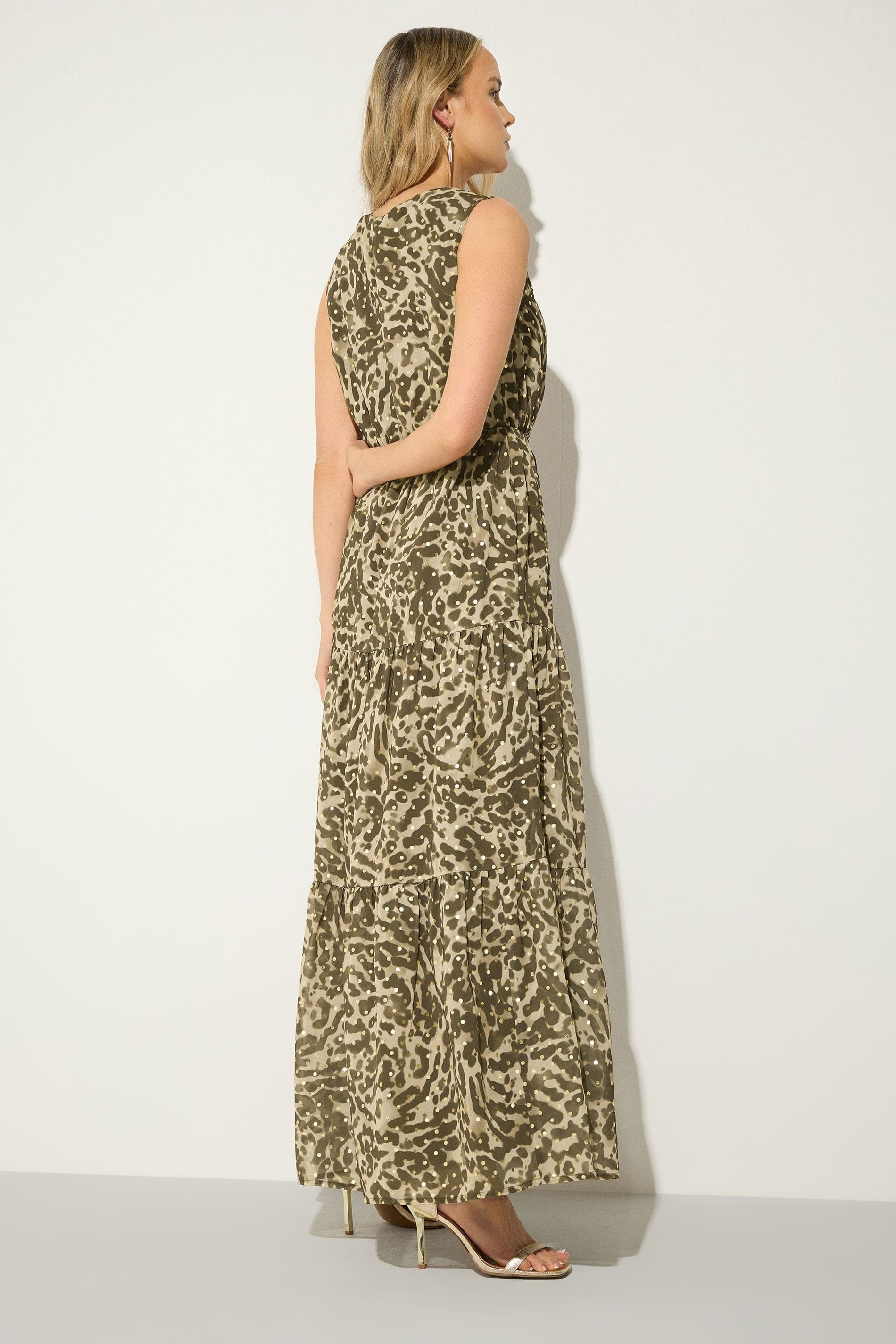 Long Tall Sally Long Tall Sally Women's Tall Abstract Tie Waist Maxi Dress in Olive - 3