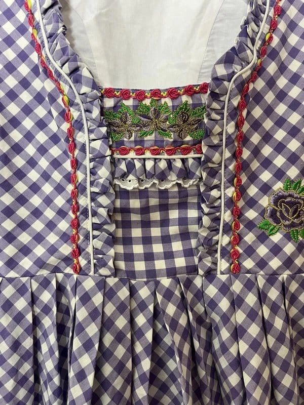 Stockerpoint Purple Gingham Dirndl Dress - Size 8