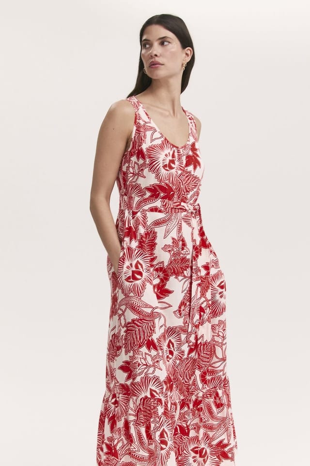 Finery London Finery London Women's Marta Linen Blend Midi Dress in Red - 2