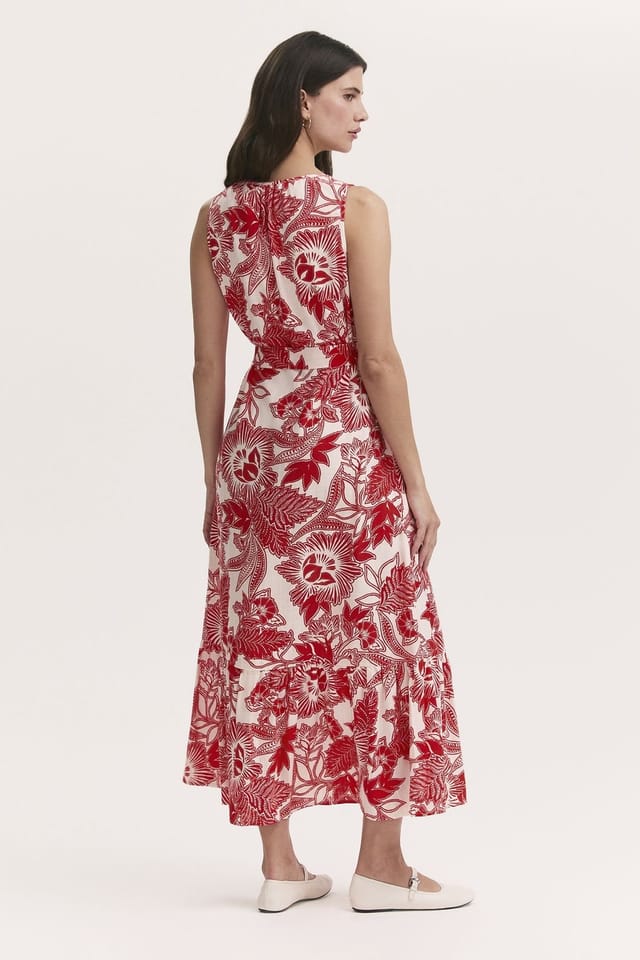 Finery London Finery London Women's Marta Linen Blend Midi Dress in Red - 3