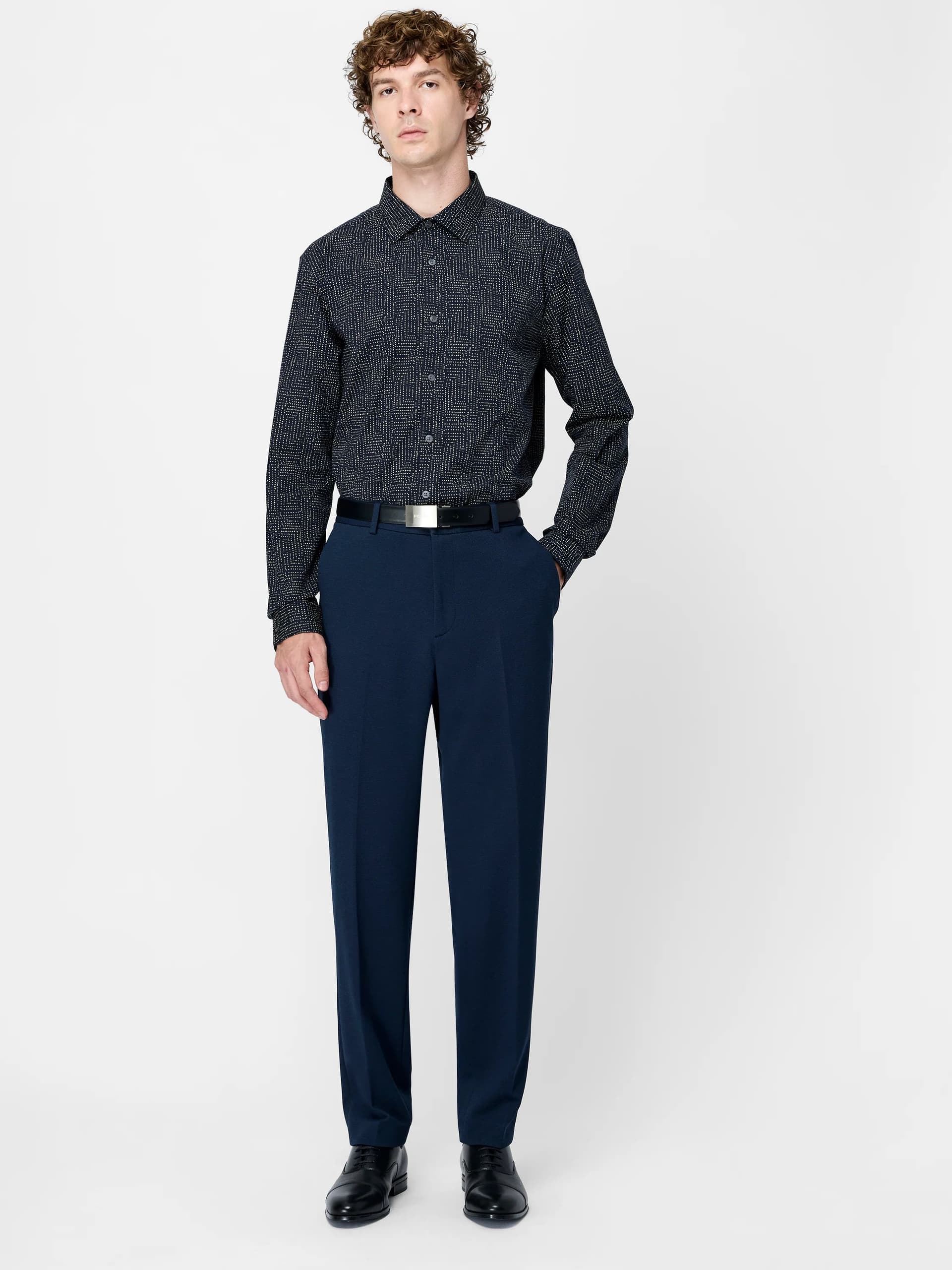 French Connection Navy Pique Tailored Suit Trousers  Navy