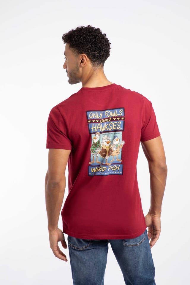 Weird Fish Weird Fish Men's Only Fowls & Hawkses Artist T-Shirt in Red - 3