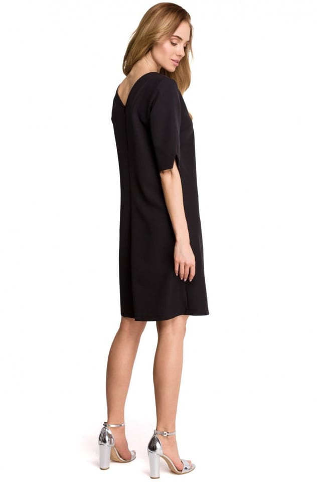 Love Lace Love Lace Women's Minimalist Day Dress with Back Neckline in Black - 2