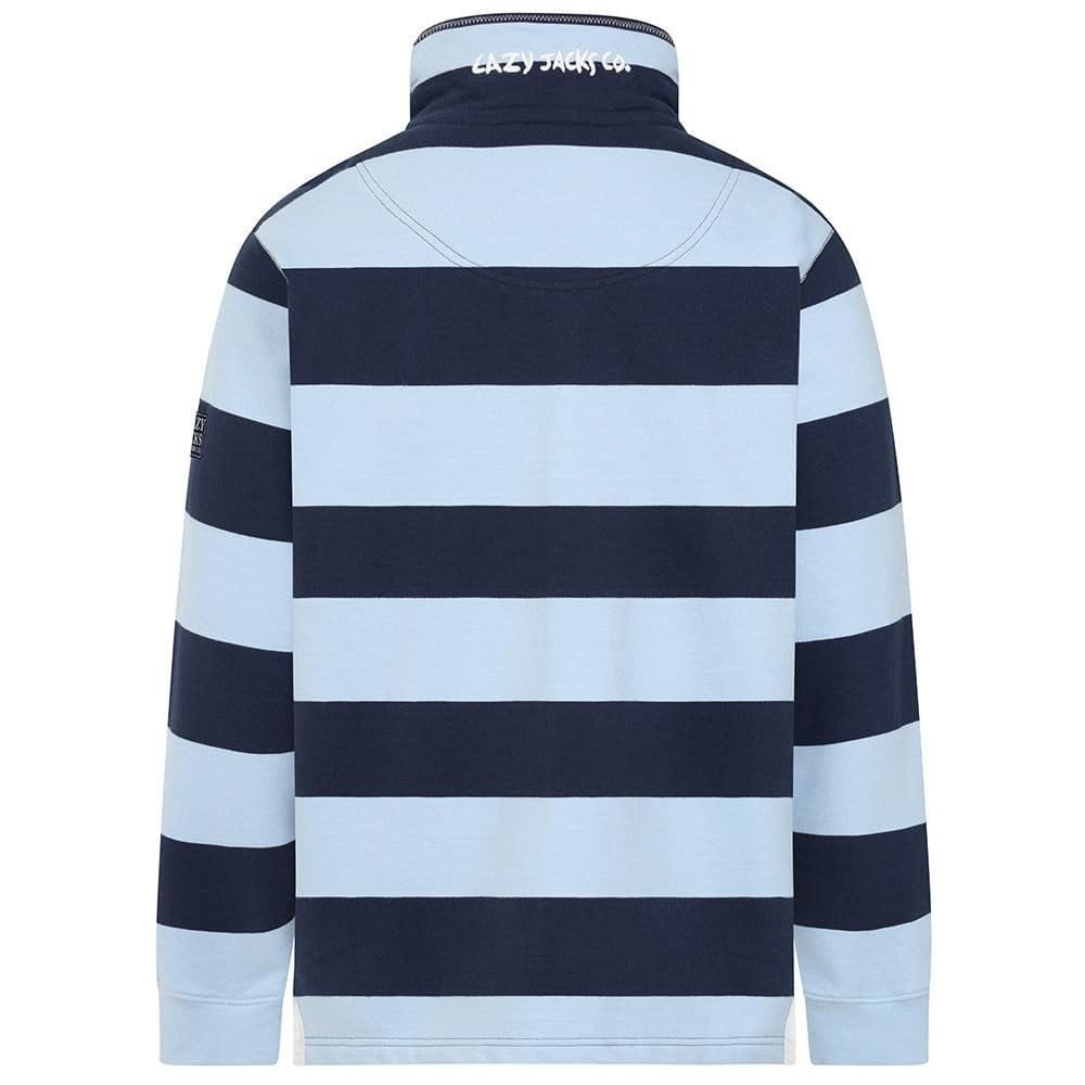 Lazy Jacks Lazy Jacks Men's Striped Quarter Zip Sweatshirt in Blue - 4