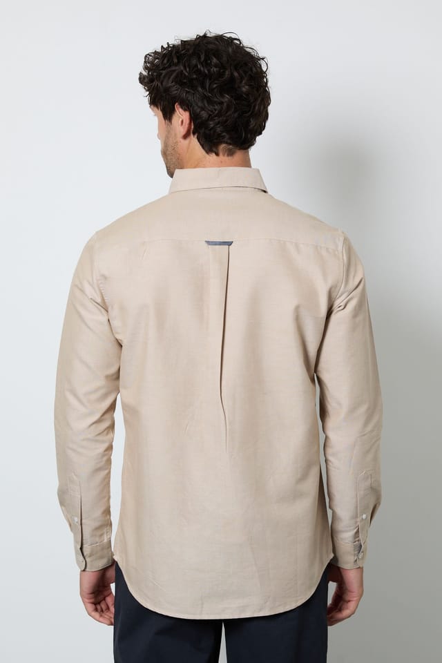 Maine Maine Men's Natural Oxford Long Sleeve Shirt - 3