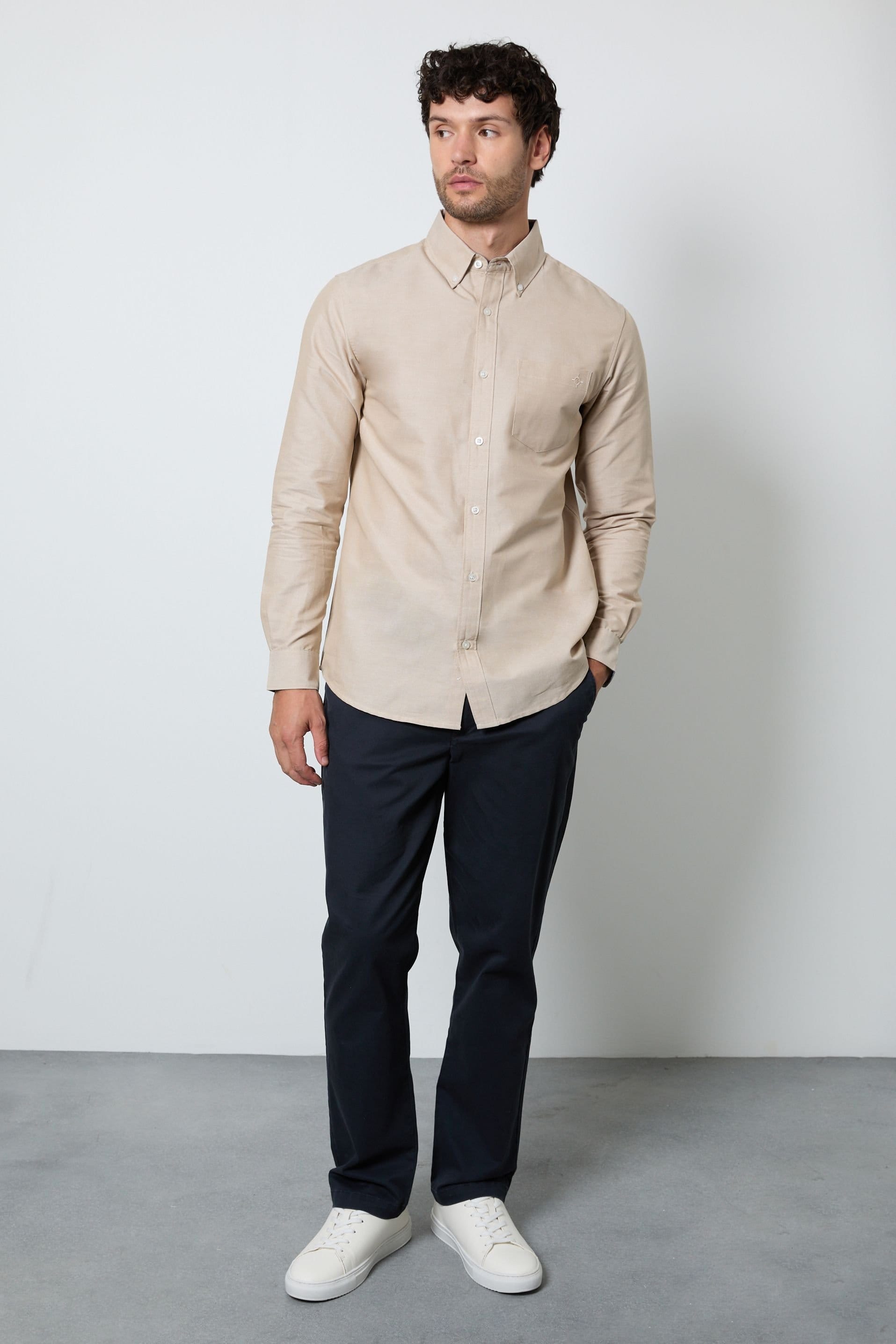 Maine Maine Men's Natural Oxford Long Sleeve Shirt - 4