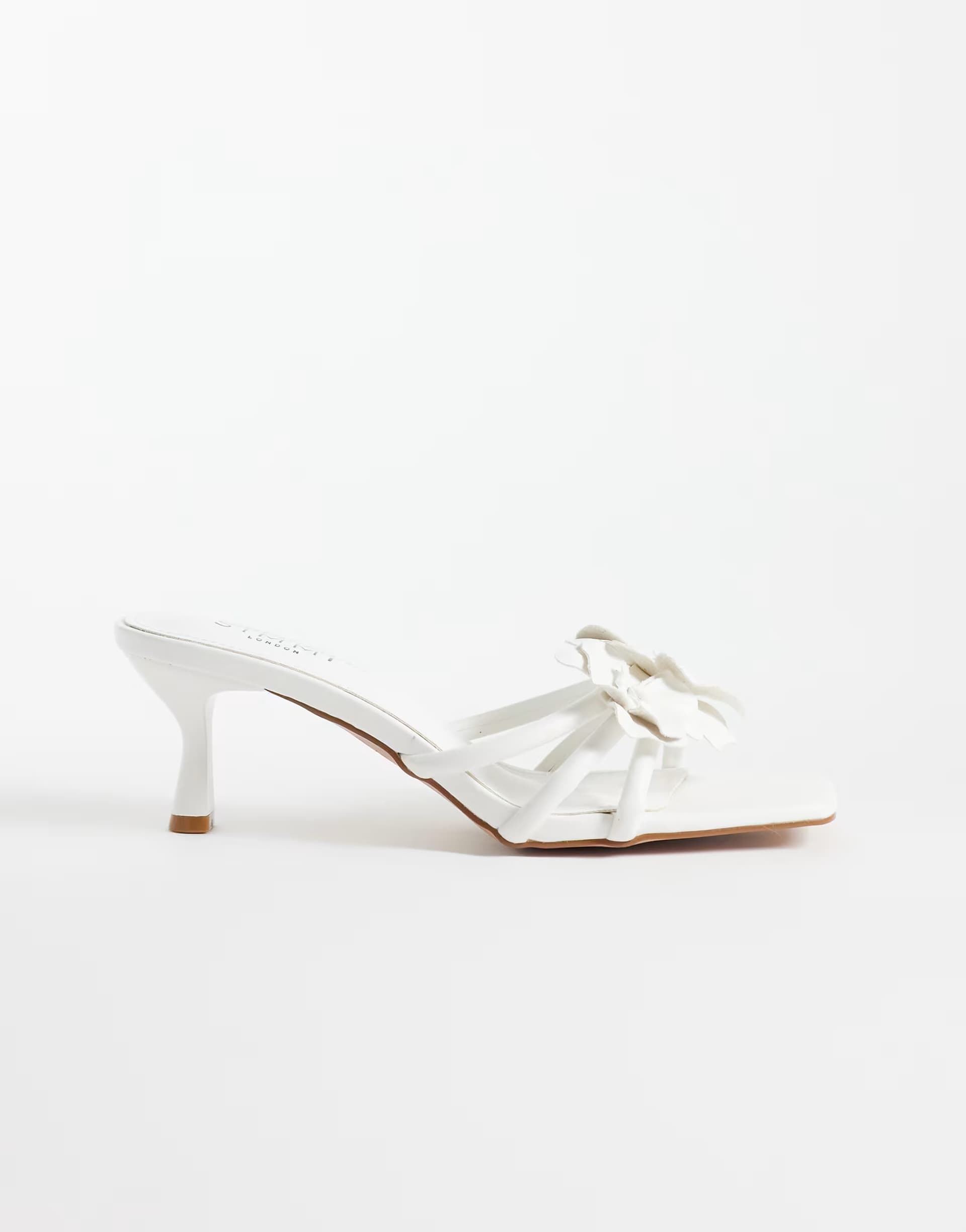 ASOS Simmi London Jemima kitten heel sandals with flower in white