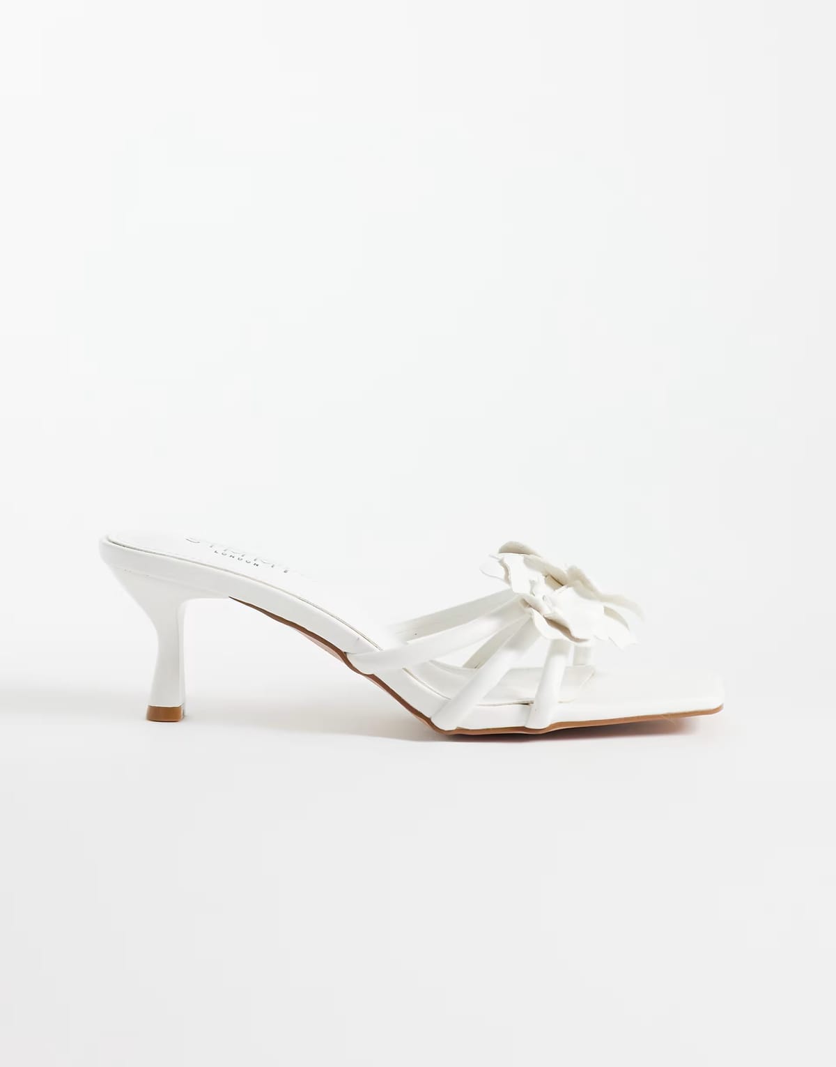 ASOS Simmi London Jemima kitten heel sandals with flower in white - 1